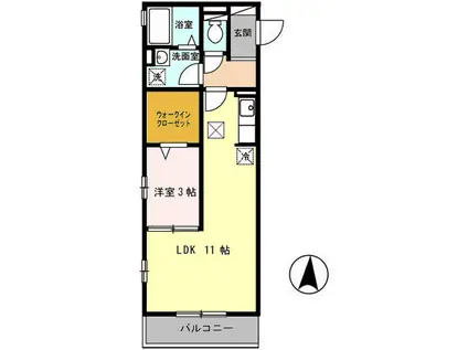 COZY岸里II(1LDK/1階)の間取り写真