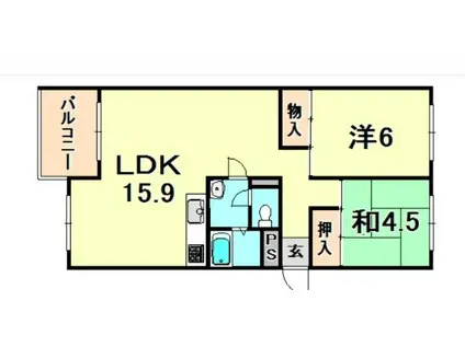 芦屋浜高層 高浜(2LDK/8階)の間取り写真
