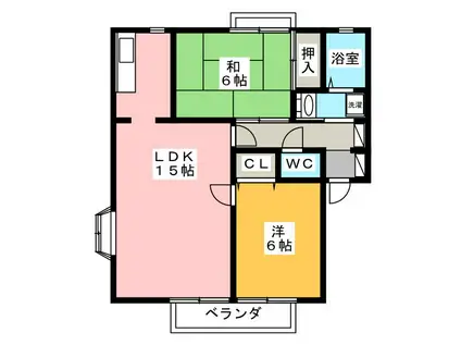 パインフォレストB(2LDK/2階)の間取り写真