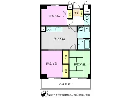 パルスメジャー(3DK/2階)の間取り写真