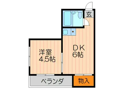 ウイング藤田(1DK/3階)の間取り写真