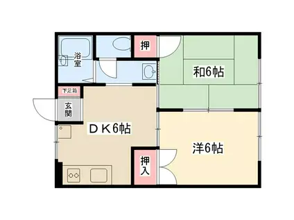 ブラーナ壱番館(2DK/1階)の間取り写真