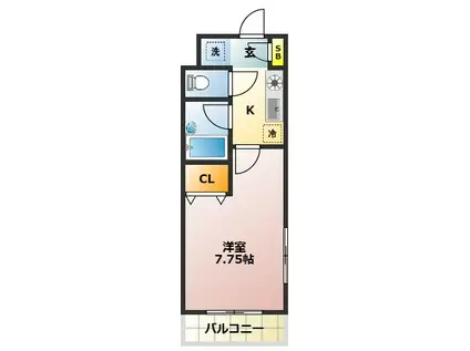 ガナドール福新(1K/2階)の間取り写真