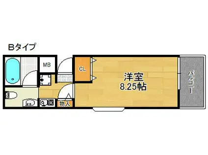 チェリーヒルズ(1K/1階)の間取り写真