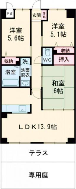 スカール屋島(3LDK/1階)の間取り写真