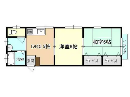 レミントン(2DK/2階)の間取り写真