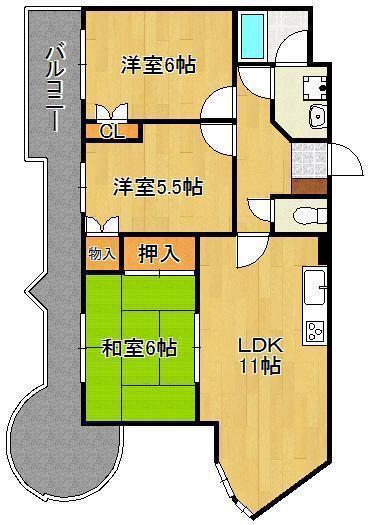 パラシオ高塔(3LDK/7階)の間取り写真