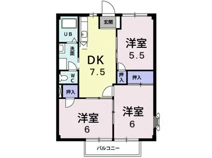 ニューシティ山嵜(3DK/1階)の間取り写真