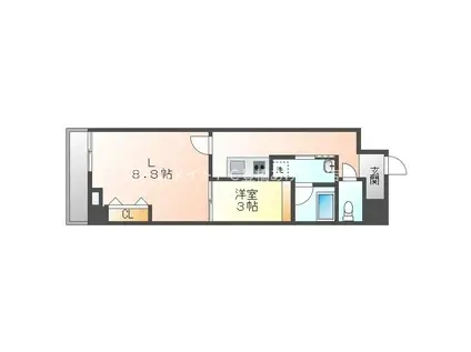 セントフィオーレ松葉(1LK/2階)の間取り写真