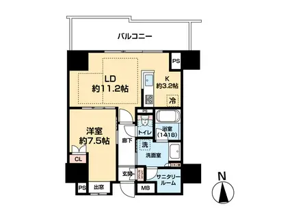 ザ・ハウス豊橋ウエスト(1SLDK/5階)の間取り写真