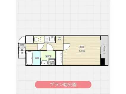 ブラン靭公園(ワンルーム/4階)の間取り写真