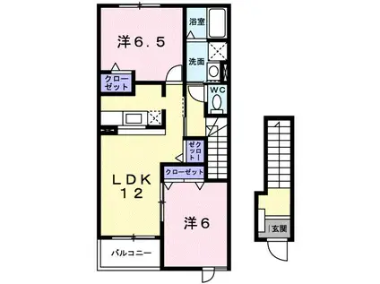 セレノ・カーサ・S II 南河原(2LDK/2階)の間取り写真