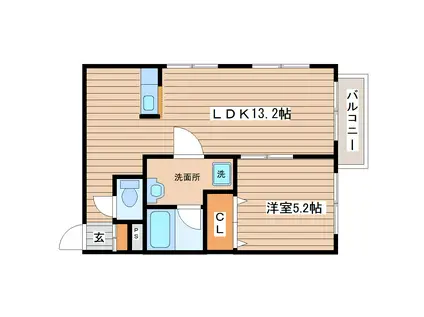 渡幸ベルメゾンDOG&CATIII(1LDK/2階)の間取り写真