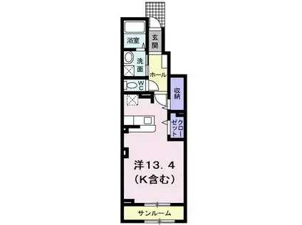 ウインズコート(ワンルーム/1階)の間取り写真