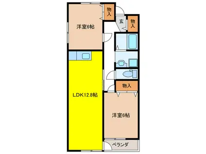 FIORE CILIGIO(2LDK/2階)の間取り写真