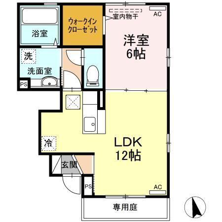 カーサルミナスII(1LDK/1階)の間取り写真