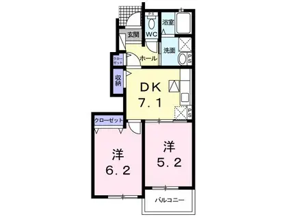 エナジー弐番館(2DK/1階)の間取り写真