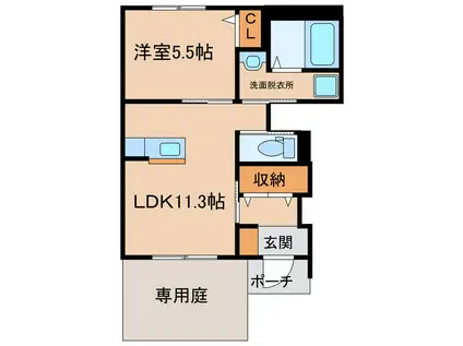 ジュレーム(1LDK/1階)の間取り写真