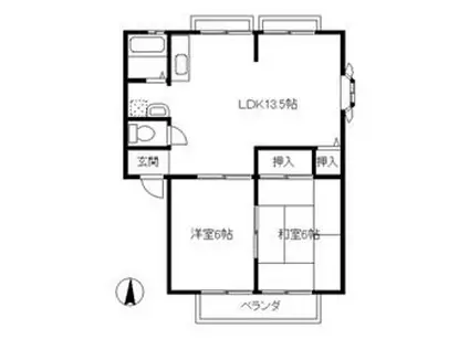 サンビレッジ湘南(2LDK/1階)の間取り写真