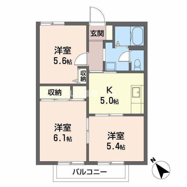 ハイランドパラツ(3K/2階)の間取り写真