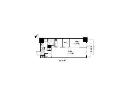 ZONNA神戸磯上通(1LDK/10階)の間取り写真