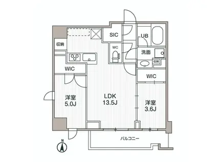 シーズンフラッツ両国サウス(2LDK/3階)の間取り写真
