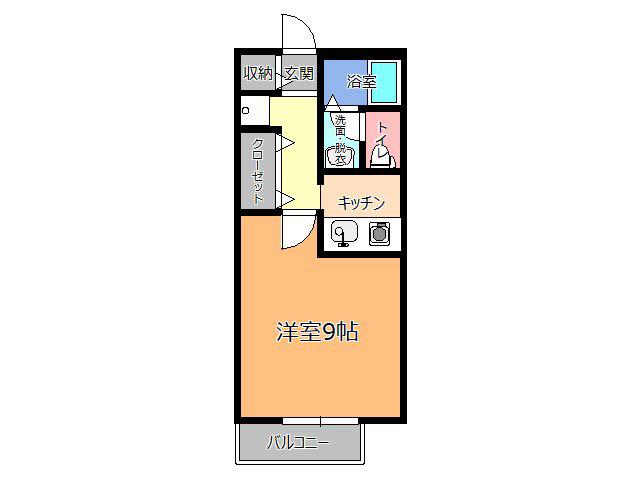陽だまりハイツ2000C(1K/3階)の間取り写真