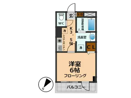 ユニオン・トゥロワ(1K/4階)の間取り写真