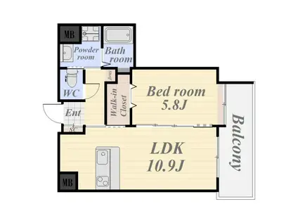 中原ビル(1LDK/6階)の間取り写真