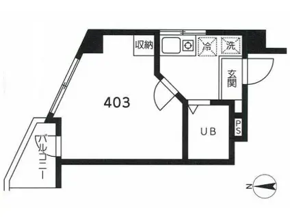 目黒スカイビル(1K/4階)の間取り写真