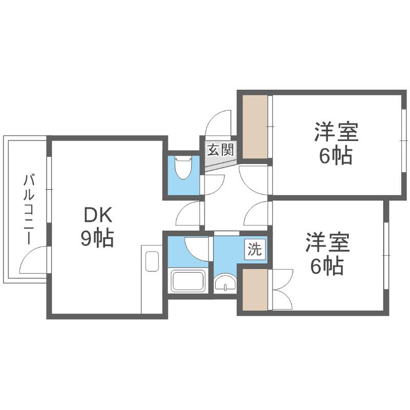 シャトーセピア(2DK/1階)の間取り写真
