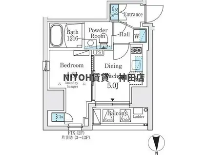 ジオエント秋葉原(1DK/5階)の間取り写真