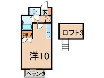 カーサ腰浜(ワンルーム/2階)の間取り写真