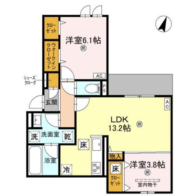クラシスト苅田ウエスト(2LDK/1階)の間取り写真