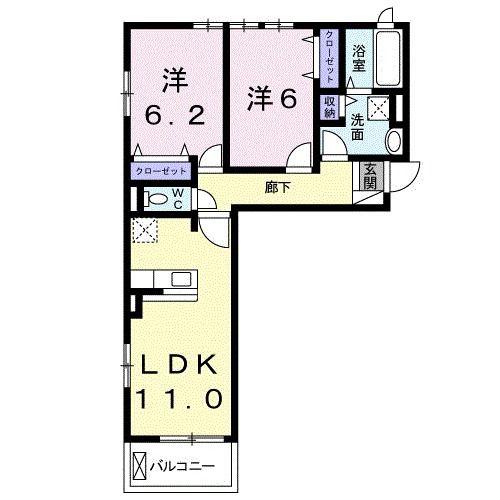 URARAIIB(2LDK/2階)の間取り写真