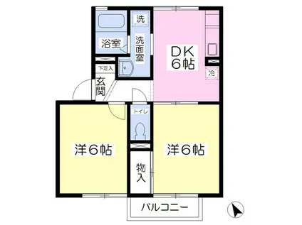 リバーサイド・アイルC(2DK/1階)の間取り写真