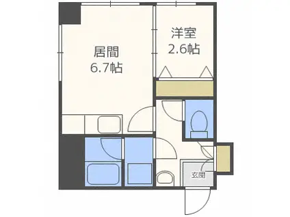 ラムズ西岡(1DK/6階)の間取り写真