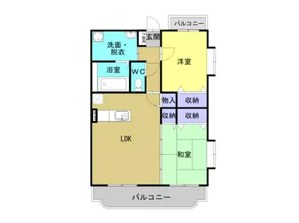 エスポアールII(2LDK/2階)の間取り写真