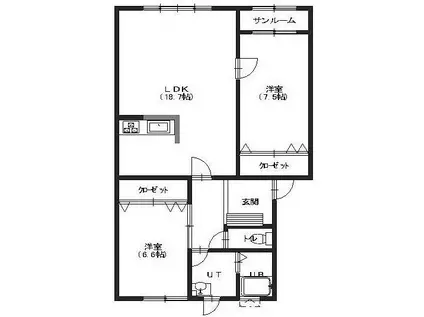 レジデンス・シーコーストII(2LDK/1階)の間取り写真