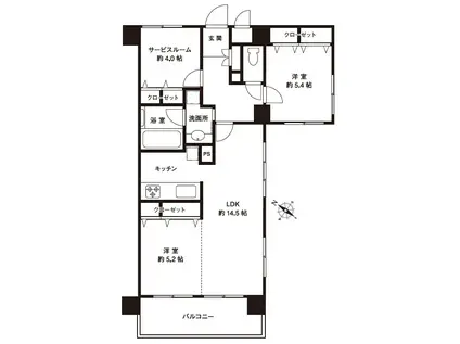 マイキャッスル川崎小田本通(2LDK/7階)の間取り写真