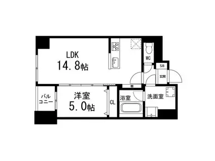 ルアーナ・エール・レジデンス仙台(1LDK/1階)の間取り写真