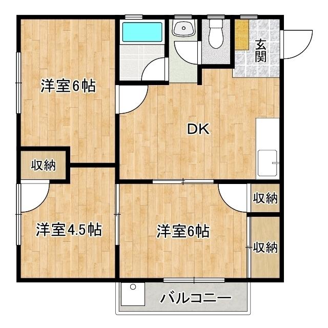 第二やまふじハイツ(3DK/3階)の間取り写真
