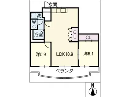 ヴィラ 鈴香(2LDK/3階)の間取り写真