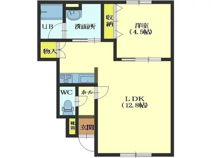 プレズント(1LDK/1階)の間取り写真