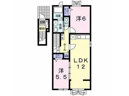 レジデンス プチ フォーレ(2LDK/2階)の間取り写真