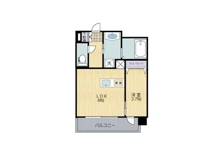 イクシオン美野島(1LDK/7階)の間取り写真