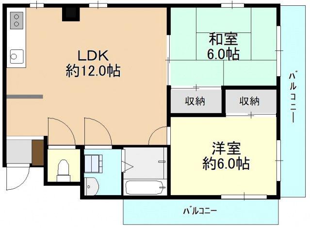 タートルズビル(2LDK/3階)の間取り写真