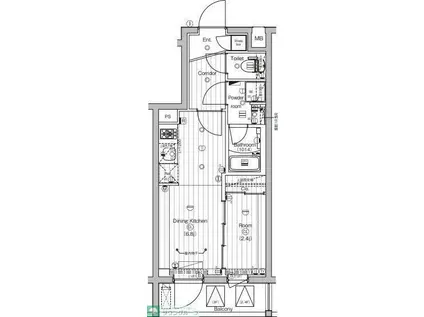 PREMIUM CUBE 世田谷(1DK/3階)の間取り写真