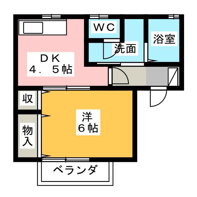 ファンテール B(1DK/2階)の間取り写真