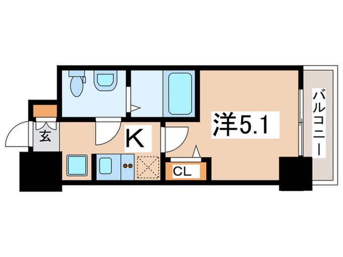 アリビオ立花II(1K/4階)の間取り写真